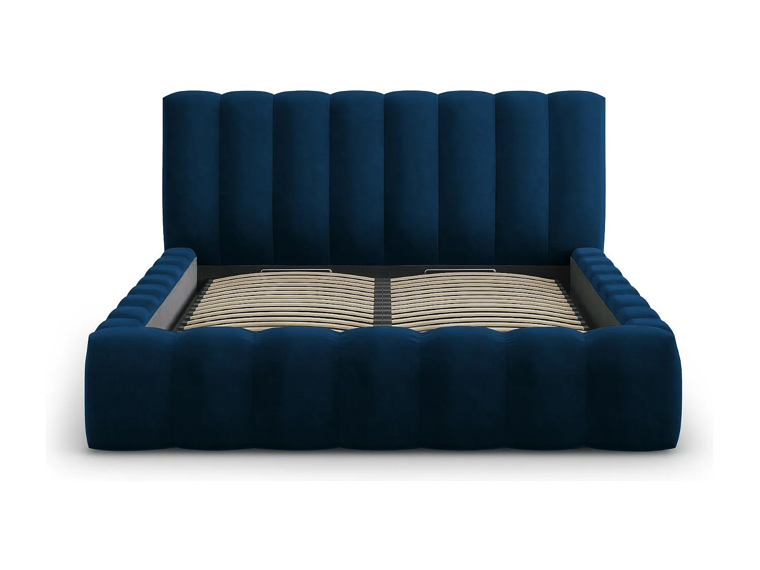 CXL by Christian Lacroix - Opbergbed met hoofdeinde "Ludivine" 140x200cm, Flueel, Koningsblauw - 230x165x94cm