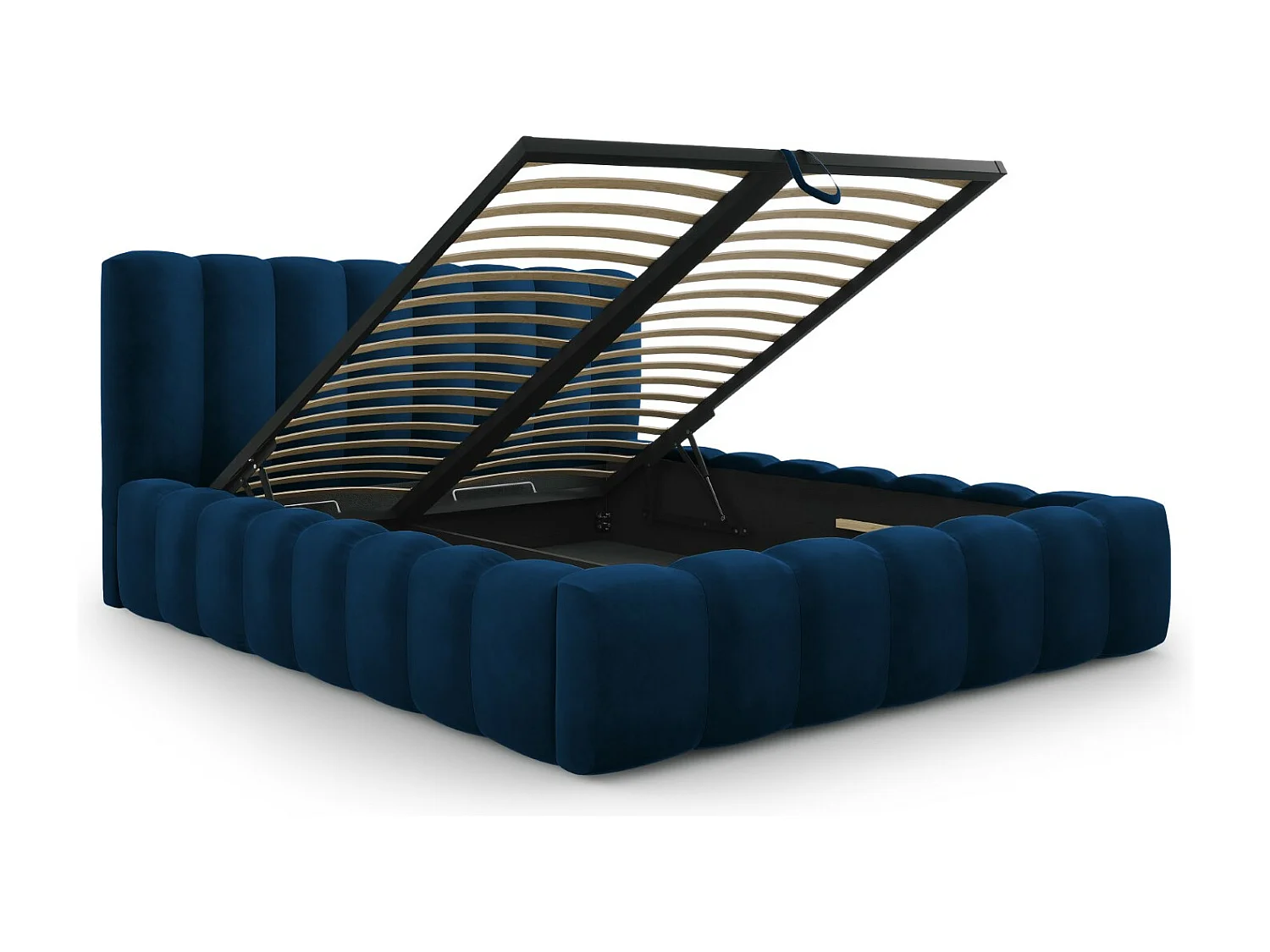 CXL by Christian Lacroix - Opbergbed met hoofdeinde "Ludivine" 140x200cm, Flueel, Koningsblauw - 230x165x94cm