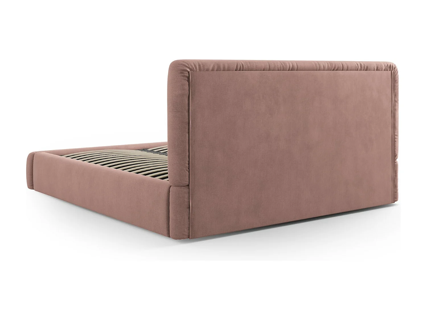 Cosmopolitan Design - Cama con cabecero y baúl "Colonel" 140x200cm de tejido chenilla rosa - 220x160x100cm