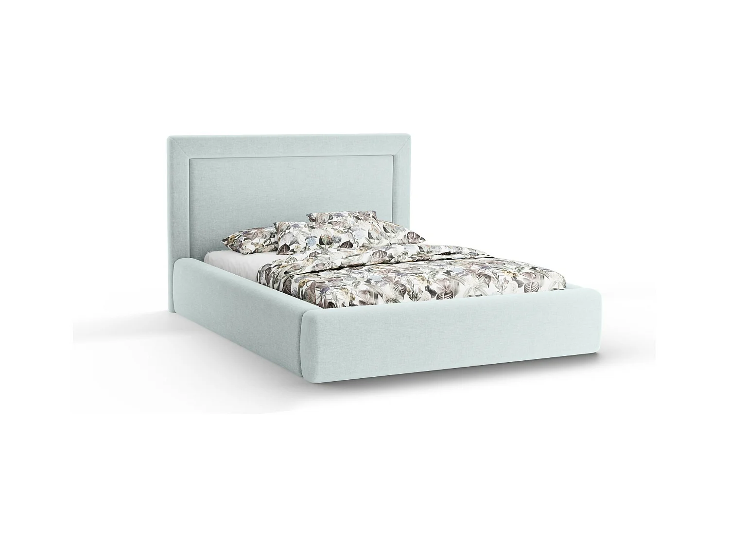 CXL by Christian Lacroix - Opbergbed met hoofdeinde "Valerie" 160x200cm, Chenille, Satijn blauw - 230x185x120cm
