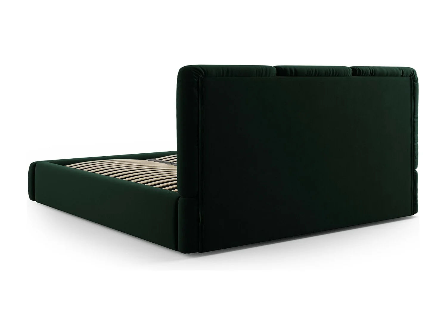 Cosmopolitan Design - Opbergbed met hoofdeinde "Nicolas" 140x200cm, Flueel, Flessengroen - 220x160x100cm
