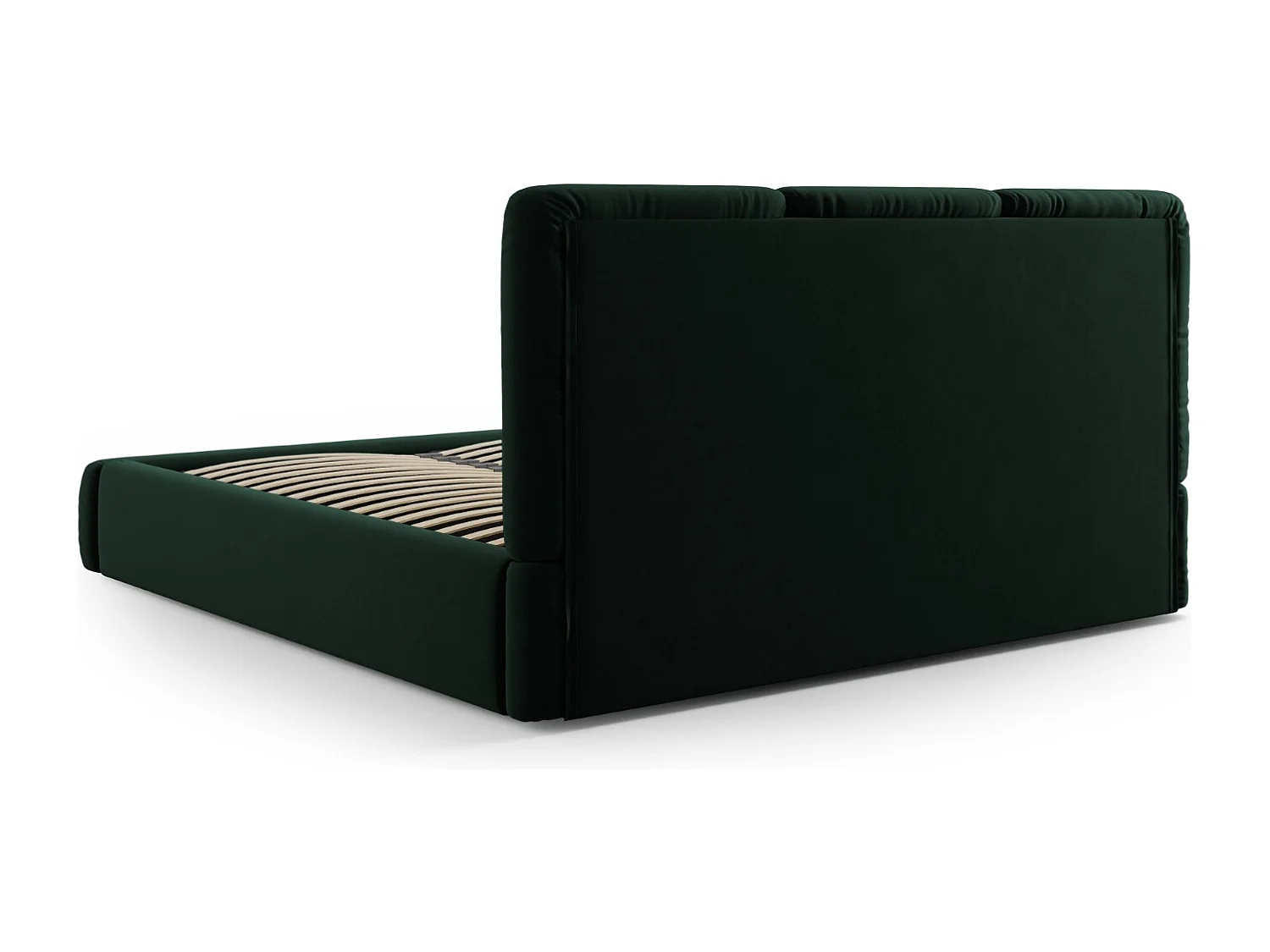 Cosmopolitan Design - Opbergbed met hoofdeinde "Nicolas" 140x200cm, Flueel, Flessengroen - 220x160x100cm