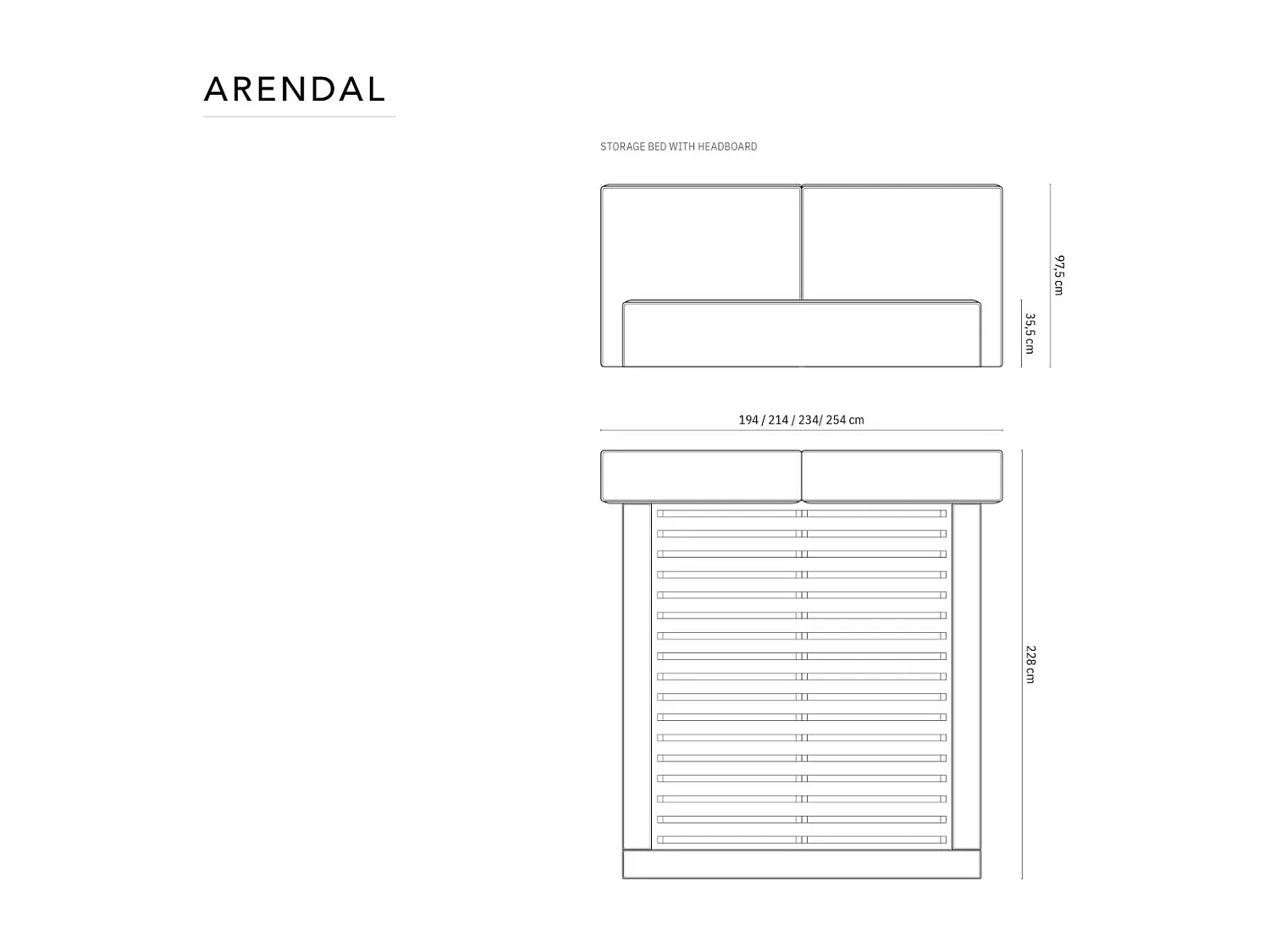 Cosmopolitan Design - Opbergbed met dubbel hoofdbord "Arendal" 160x200cm, Flueel, Lichtbeige - 228x214x97.5cm