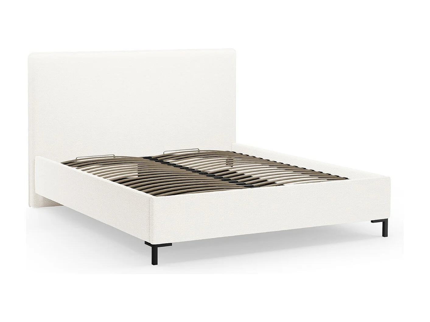 CXL by Christian Lacroix - Cama con cabecero y baúl "Polly" 140x200cm de tejido bouclé blanco - 220x150x120cm