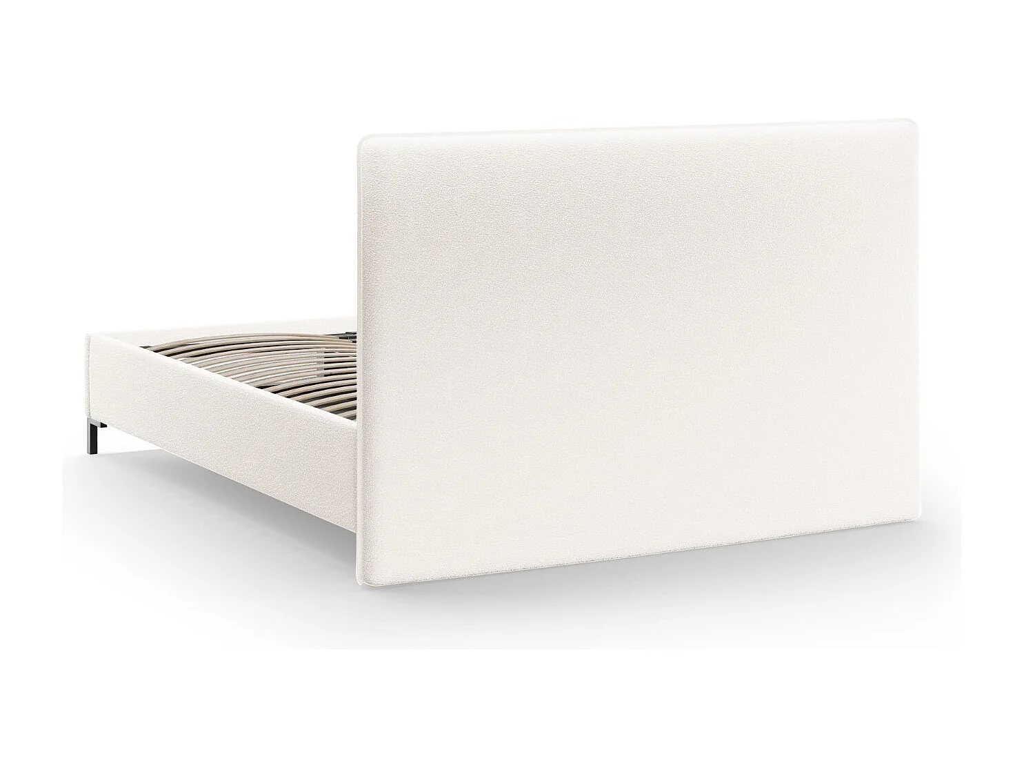 CXL by Christian Lacroix - Cama con cabecero y baúl "Polly" 140x200cm de tejido bouclé blanco - 220x150x120cm