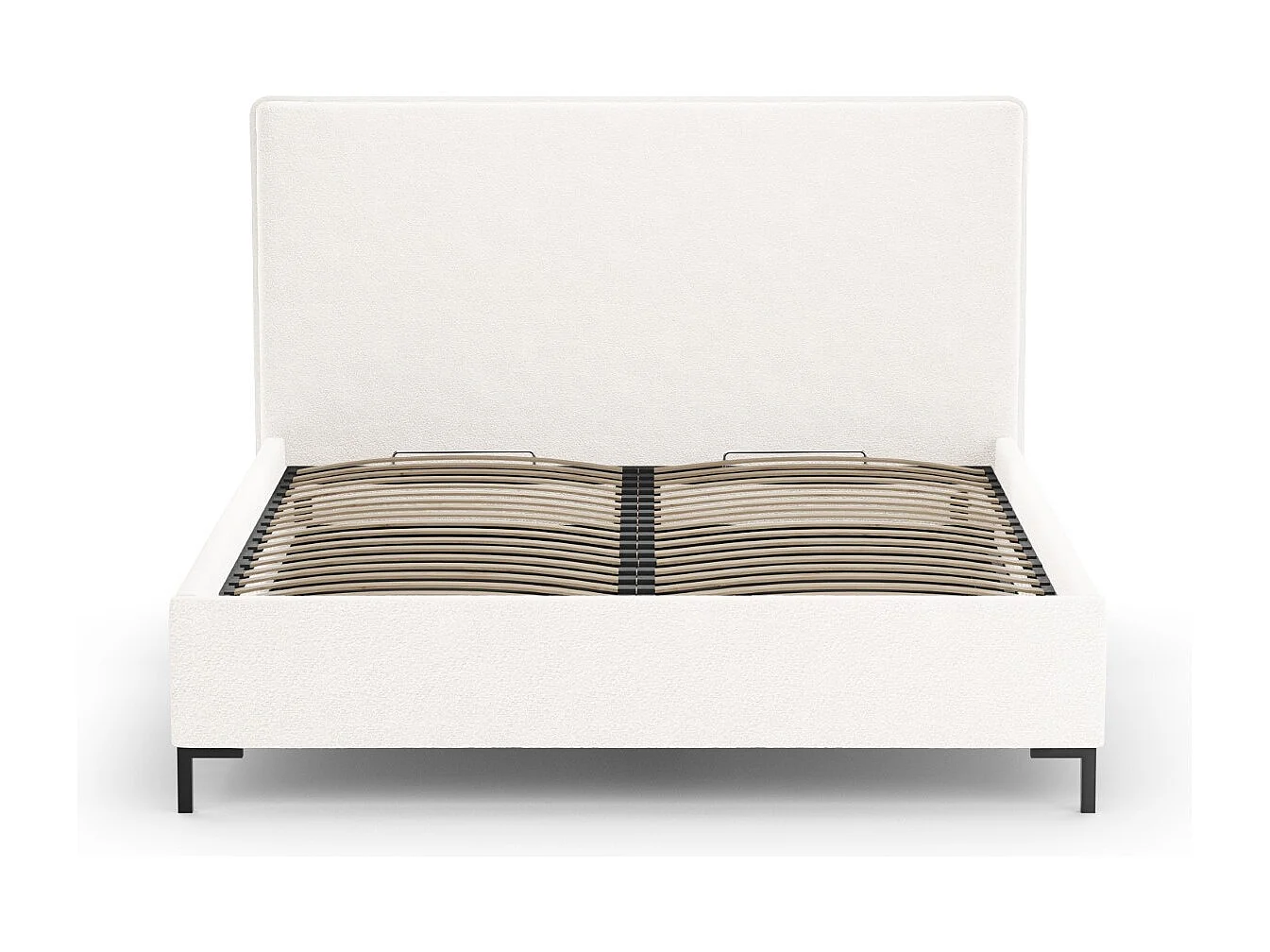 CXL by Christian Lacroix - Lit coffre avec tête de lit "Polly" 140x200cm en bouclé blanc - 220x150x120cm