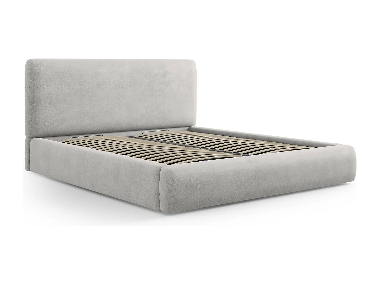 Cosmopolitan Design - Opbergbed met hoofdeinde "Colonel" 180x200cm, Chenille, Lichtgrijs - 220x200x100cm