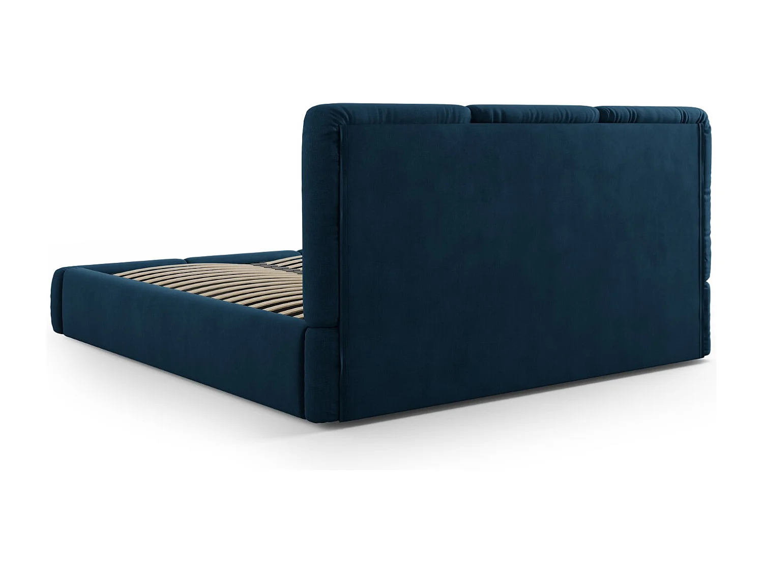 Cosmopolitan Design - Bett mit Bettkasten und Kopfteil "Nicolas" 180x200cm aus Chenille-Stoff königsblau - 220x200x100cm