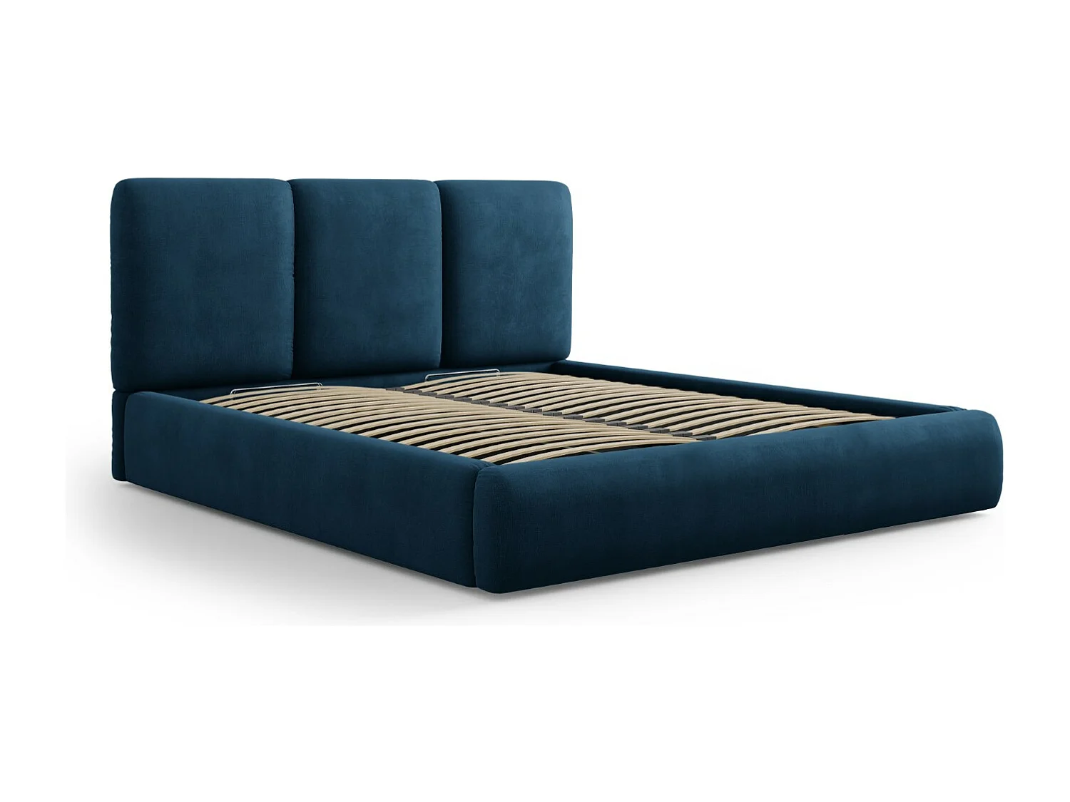 Cosmopolitan Design - Opbergbed met hoofdeinde "Nicolas" 140x200cm, Chenille, Koningsblauw - 220x160x100cm