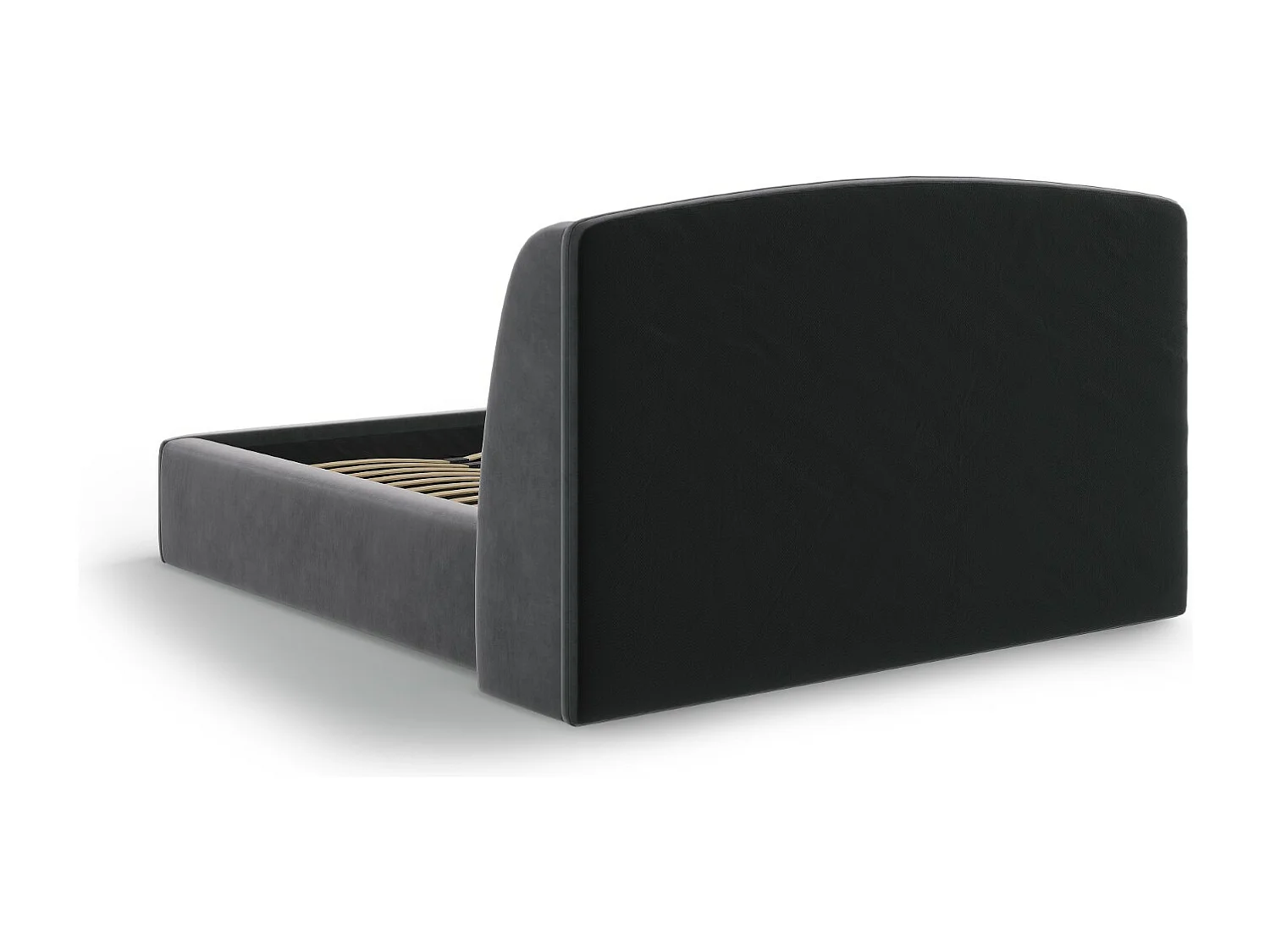 CXL by Christian Lacroix - Łóżko ze schowkiem i zagłówkiem, "Aude" 160x200cm welur, szary - 216x182x103cm