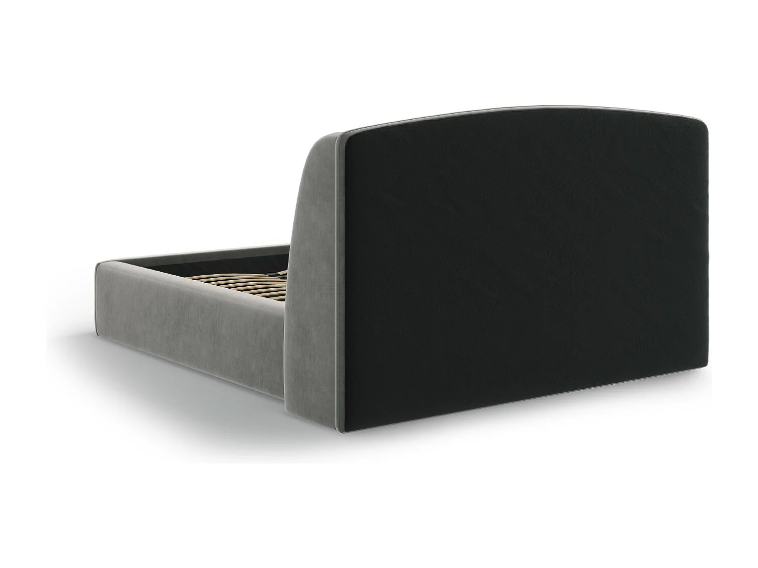 CXL by Christian Lacroix - Łóżko ze schowkiem i zagłówkiem, "Aude" 160x200cm welur, szary jasny - 216x182x103cm