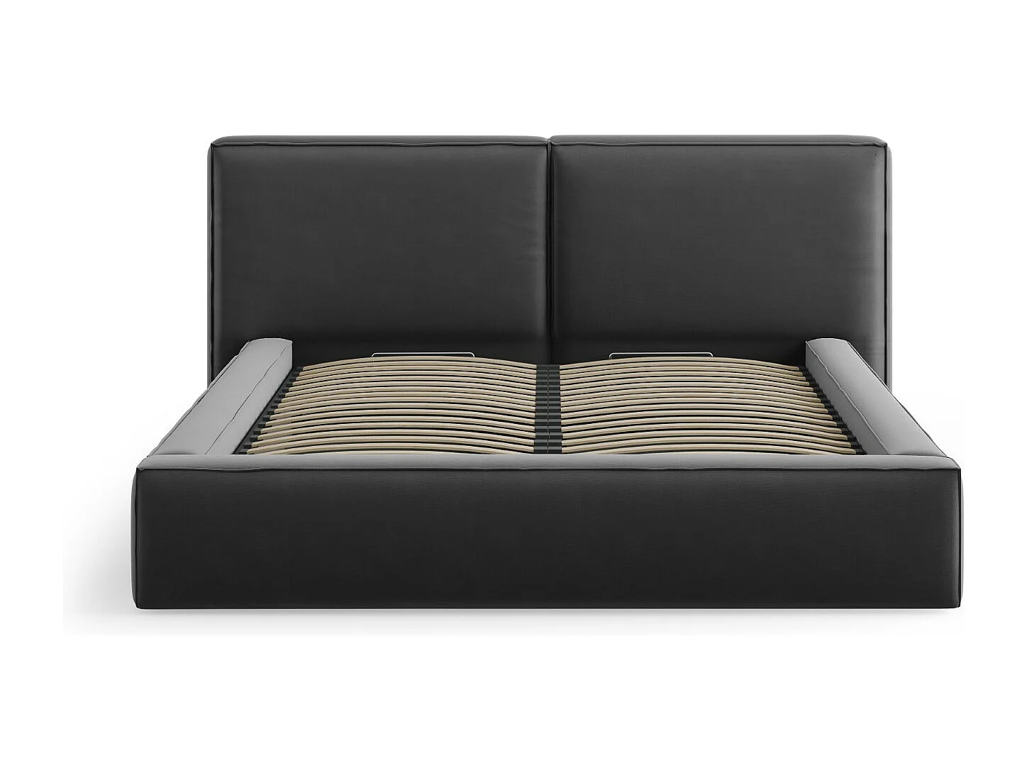 Cosmopolitan Design - Opbergbed met dubbel hoofdbord "Arendal" 160x200cm, Flueel, Grijs - 228x214x97.5cm