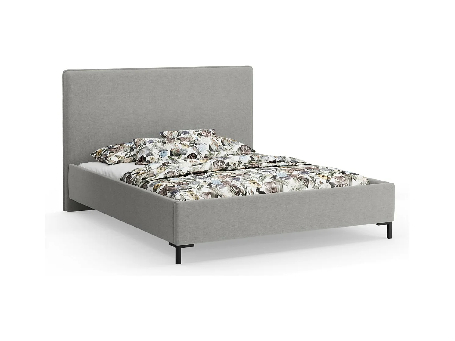 CXL by Christian Lacroix - Lit coffre avec tête de lit "Polly" 160x200cm en chenille gris - 220x170x120cm