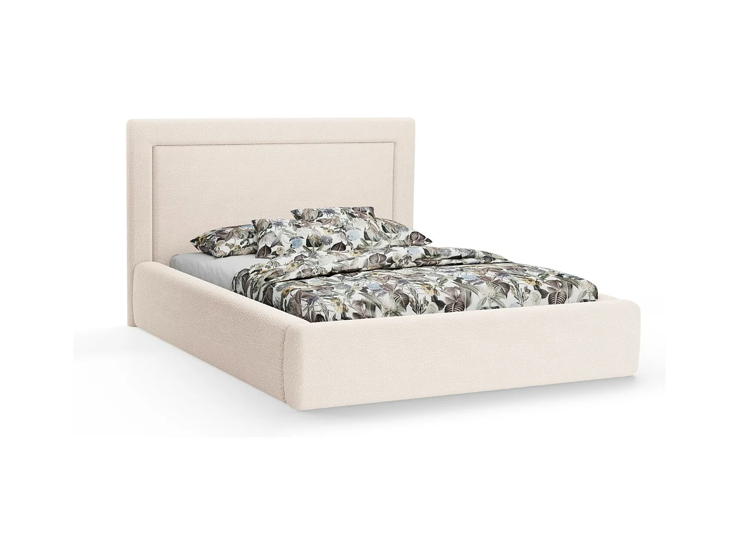 CXL by Christian Lacroix - Opbergbed met hoofdeinde "Valerie" 140x200cm, Boucle, Beige - 230x165x120cm