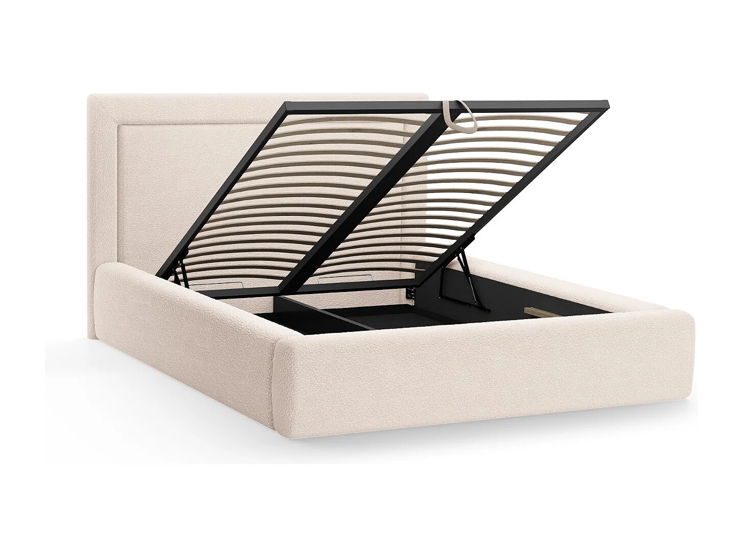 CXL by Christian Lacroix - Lit coffre avec tête de lit "Valerie" 140x200cm en bouclé beige - 230x165x120cm