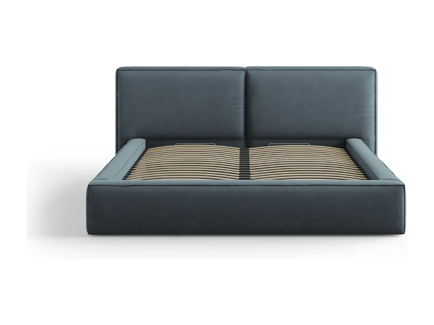 Cosmopolitan Design - Opbergbed met dubbel hoofdbord "Arendal" 180x200cm, Structurele stof, Blauw - 228x234x97.5cm