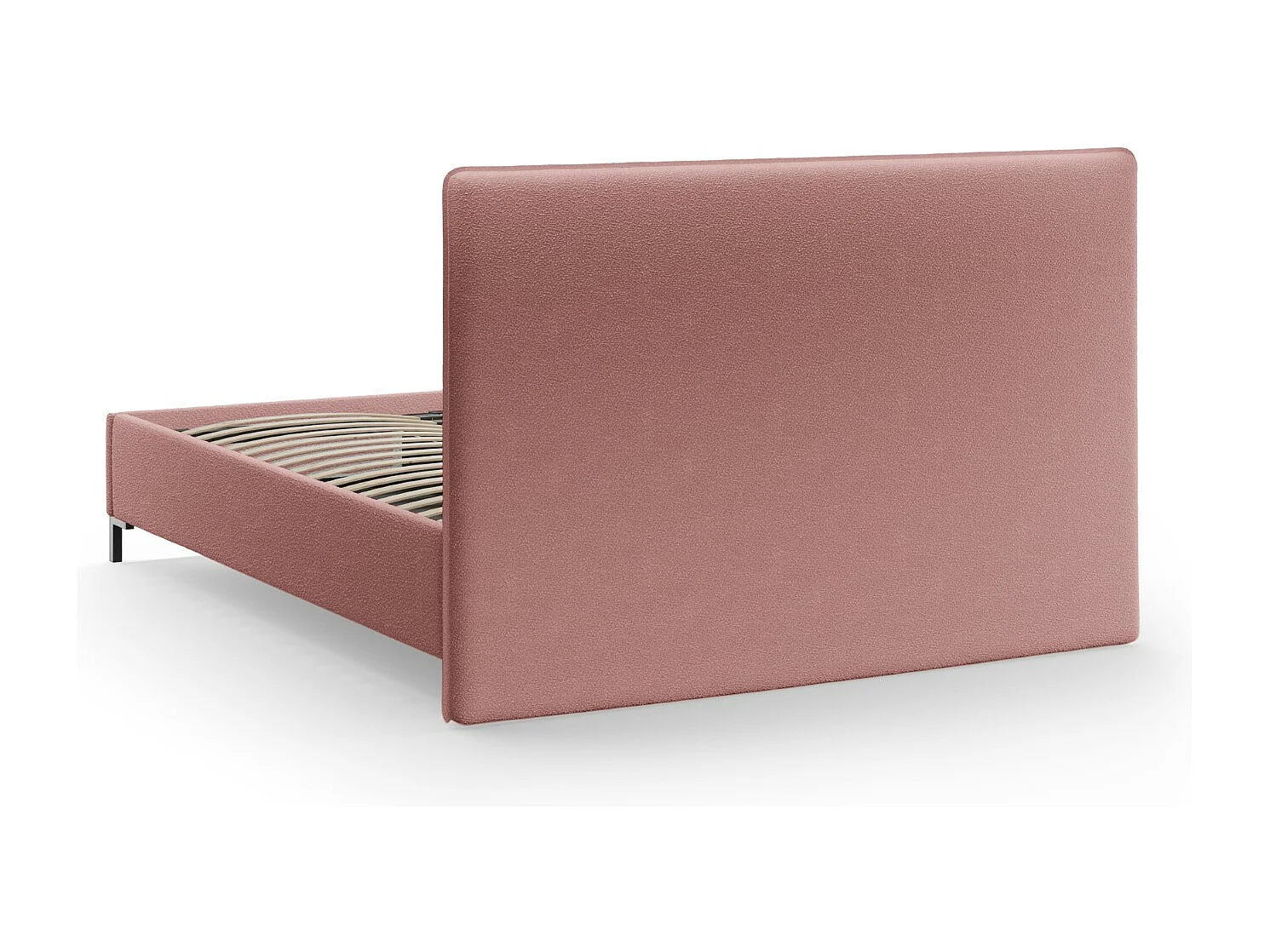 CXL by Christian Lacroix - Cama con cabecero y baúl "Polly" 140x200cm de tejido bouclé rosa - 220x150x120cm