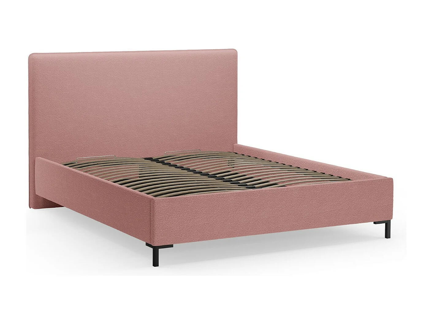 CXL by Christian Lacroix - Letto a cassettone con testiera "Polly" 140x200cm in bouclé rosa - 220x150x120cm