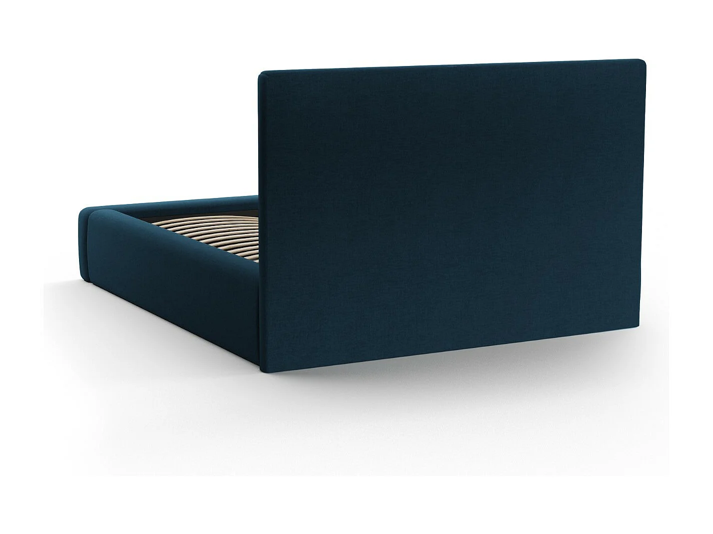 CXL by Christian Lacroix - Lit coffre avec tête de lit "Valerie" 140x200cm en chenille bleu marine - 230x165x120cm