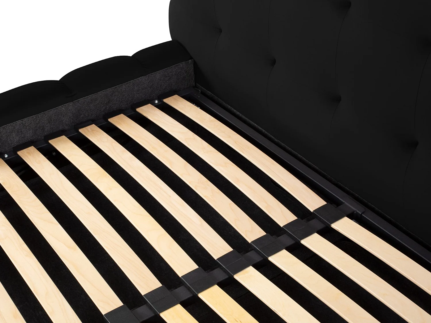 Cosmopolitan Design - Cama con cabecero y baúl "Bali" 160x200cm de terciopelo negro - 230x185x125cm