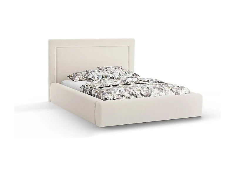 CXL by Christian Lacroix - Cama con cabecero y baúl "Valerie" 140x200cm de tejido chenilla beige claro - 230x165x120cm