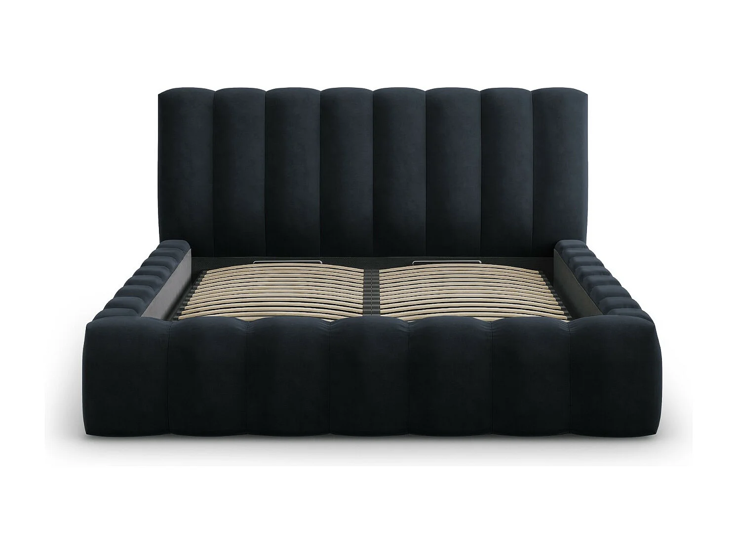 CXL by Christian Lacroix - Opbergbed met hoofdeinde "Ludivine" 140x200cm, Flueel, Donkerblauw - 230x165x94cm