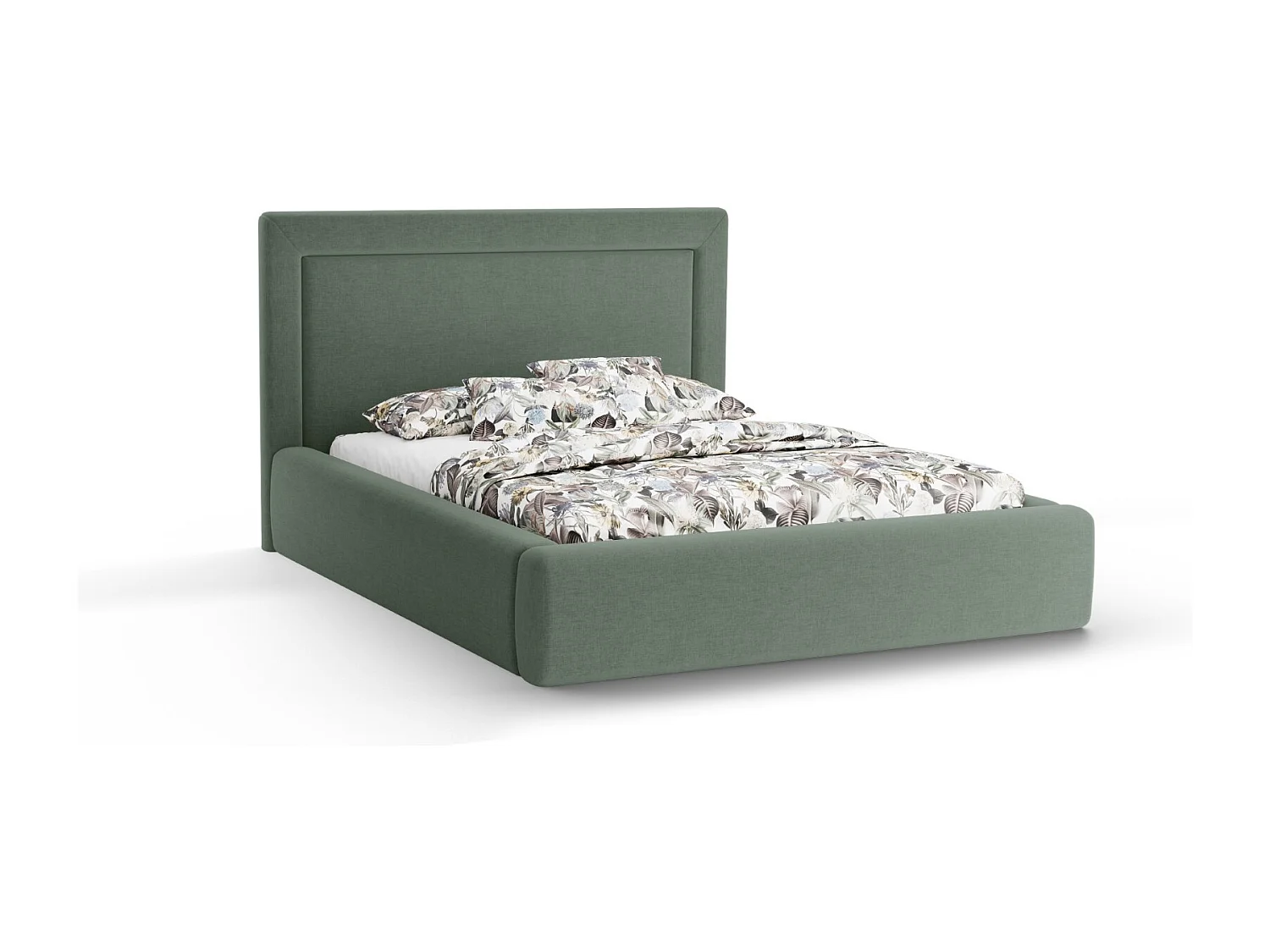 CXL by Christian Lacroix - Opbergbed met hoofdeinde "Valerie" 180x200cm, Chenille, Mosgroen - 230x205x120cm