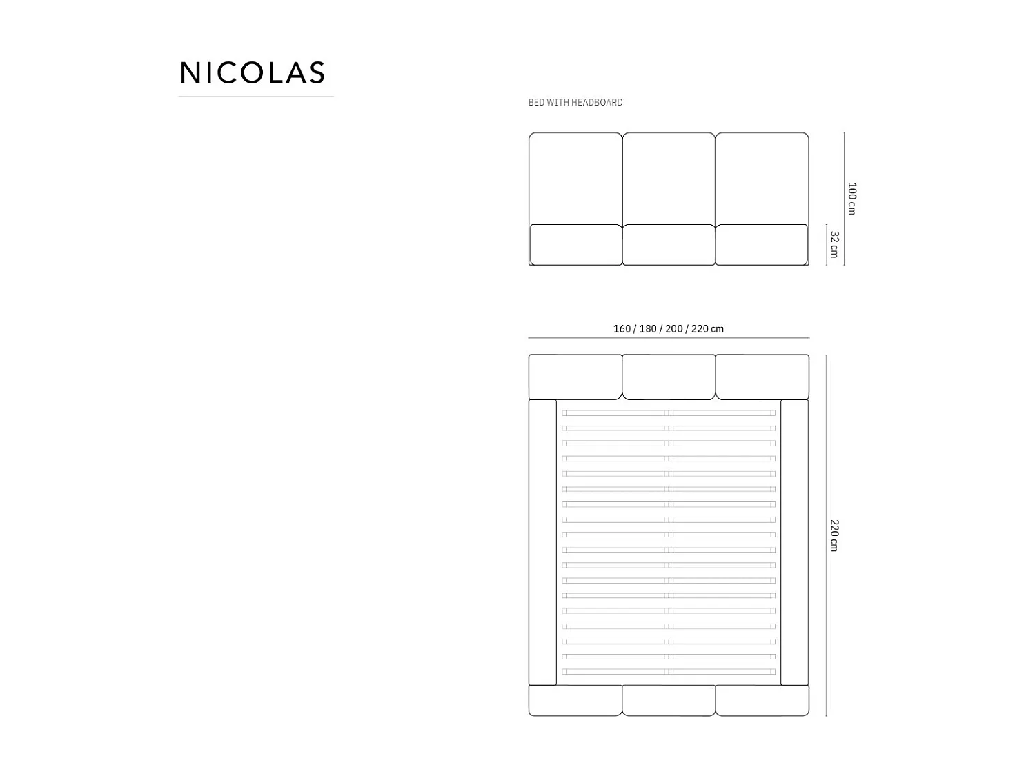 Cosmopolitan Design - Opbergbed met hoofdeinde "Nicolas" 180x200cm, Flueel, Koningsblauw - 220x200x100cm