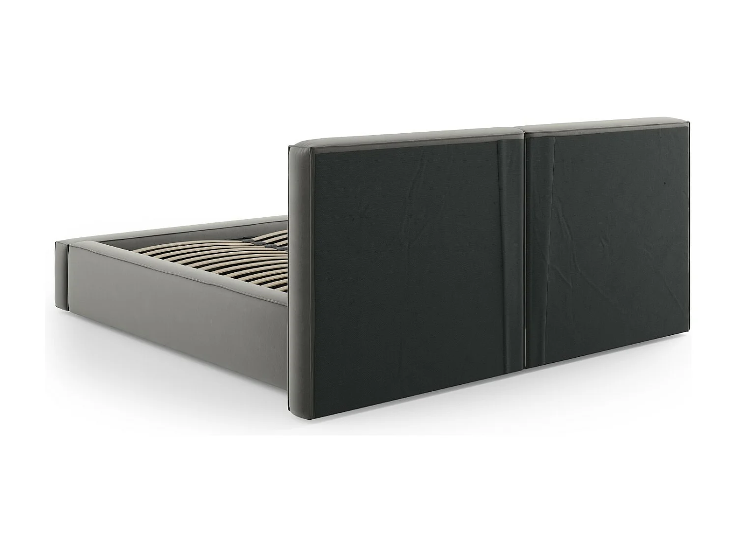 Cosmopolitan Design - Opbergbed met dubbel hoofdbord "Arendal" 180x200cm, Flueel, Lichtgrijs - 228x234x97.5cm