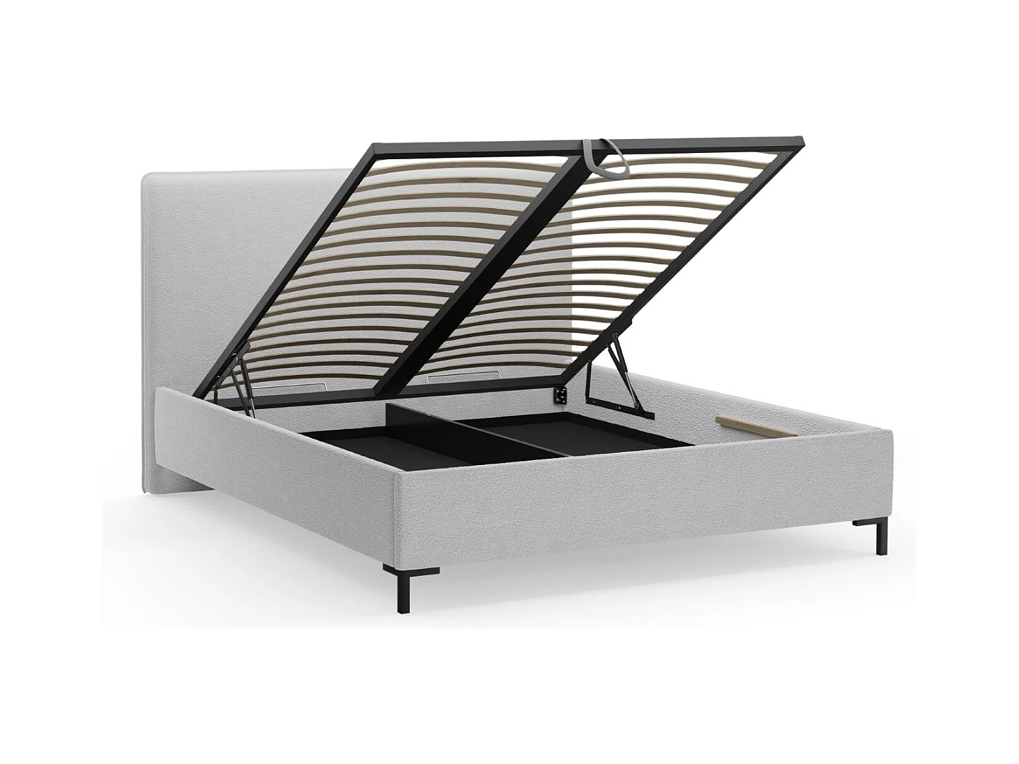 CXL by Christian Lacroix - Cama con cabecero y baúl "Polly" 180x200cm de tejido bouclé gris claro - 220x190x120cm