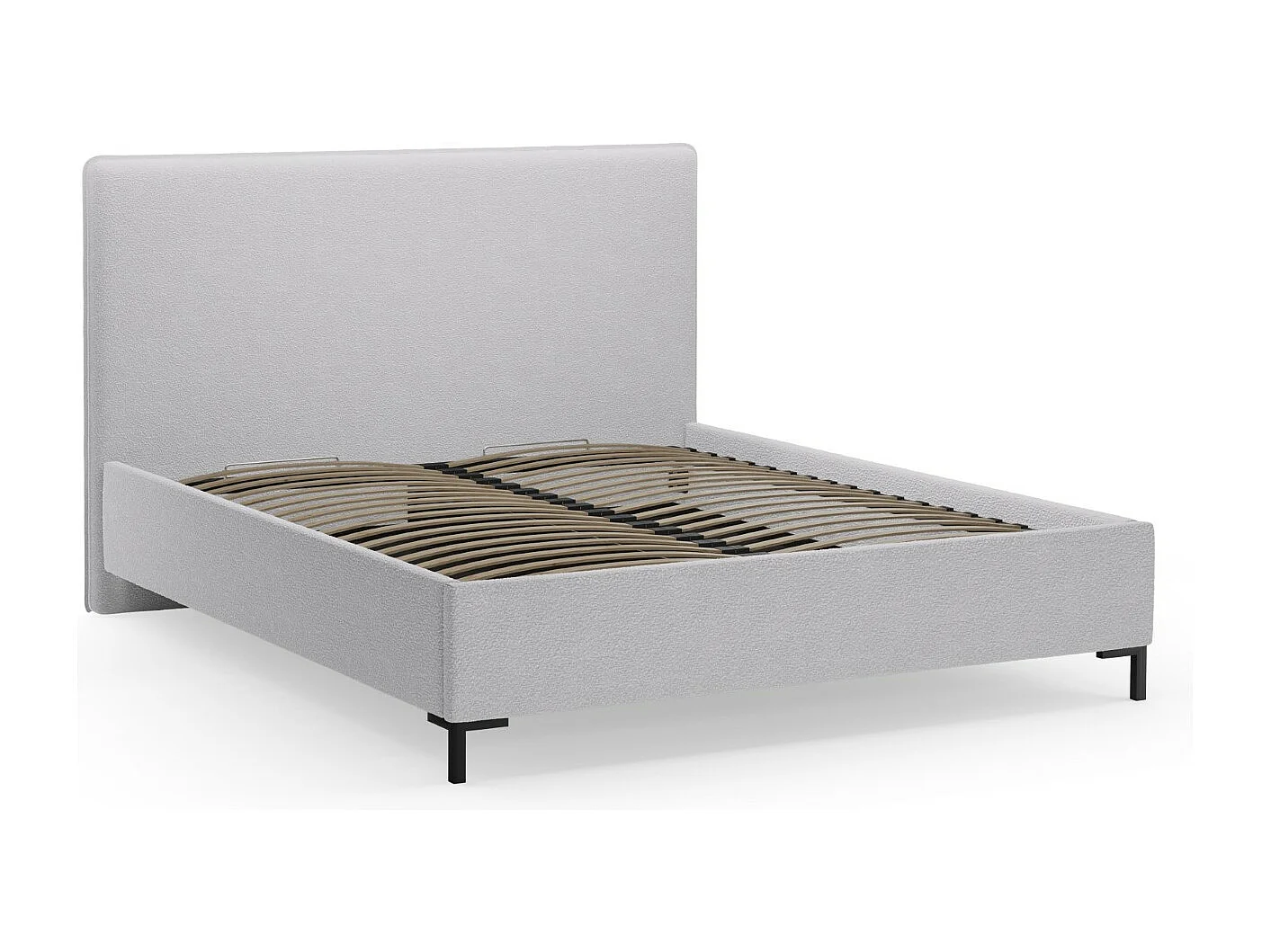 CXL by Christian Lacroix - Letto a cassettone con testiera "Polly" 180x200cm in bouclé grigio chiaro - 220x190x120cm