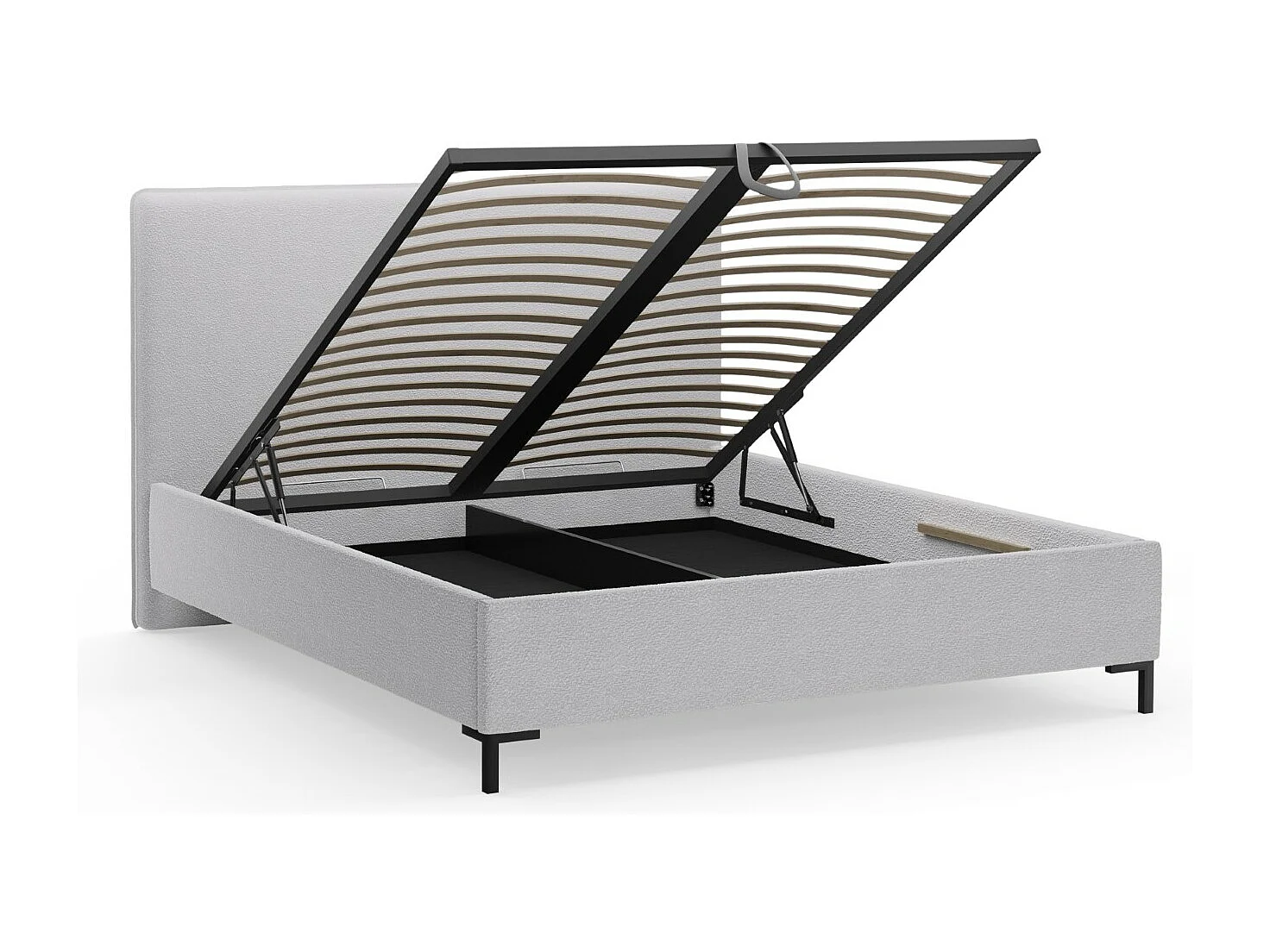 CXL by Christian Lacroix - Letto a cassettone con testiera "Polly" 180x200cm in bouclé grigio chiaro - 220x190x120cm