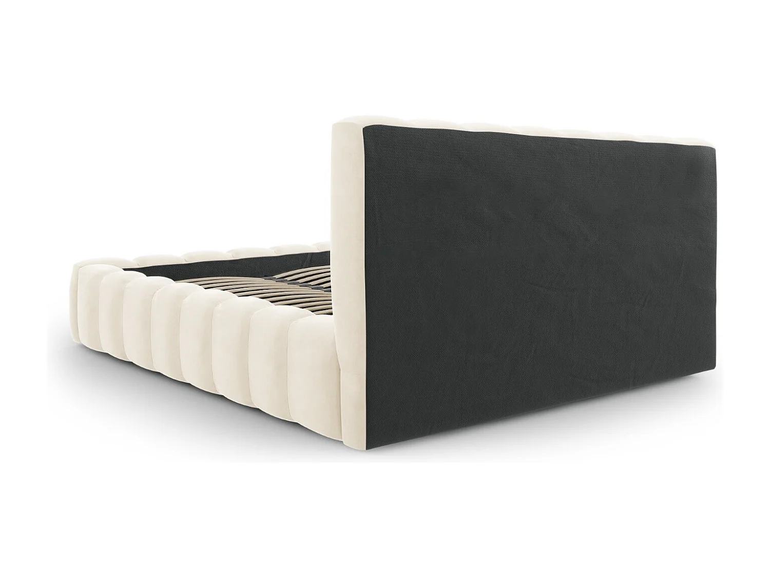 CXL by Christian Lacroix - Cama con cabecero y baúl "Ludivine" 140x200cm de terciopelo beige claro - 230x165x94cm