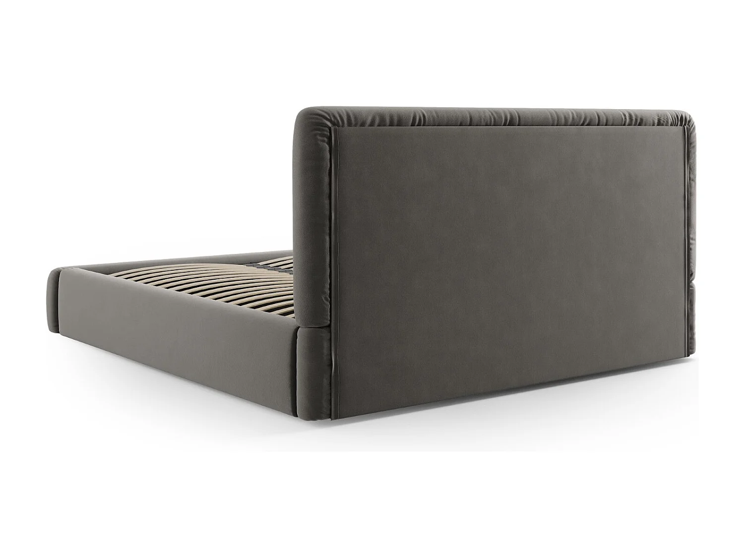 Cosmopolitan Design - Opbergbed met hoofdeinde "Colonel" 180x200cm, Flueel, Lichtgrijs - 220x200x100cm