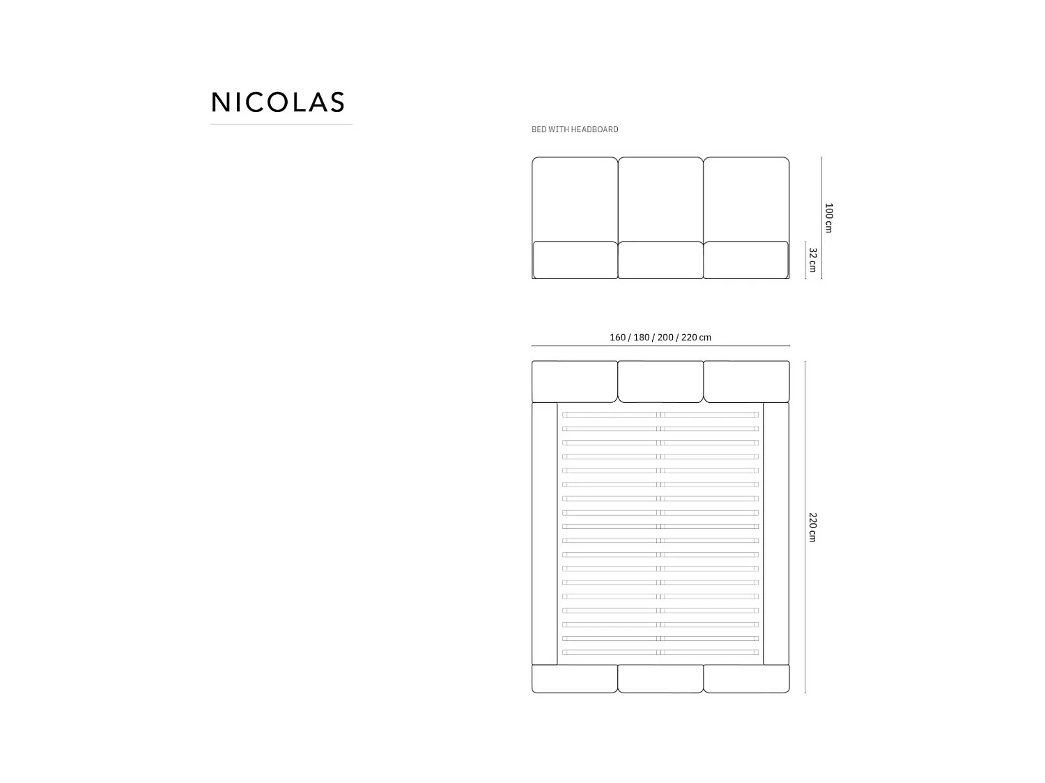 Cosmopolitan Design - Letto a cassettone con testiera "Nicolas" 200x200cm in velluto grigio chiaro - 220x220x100cm