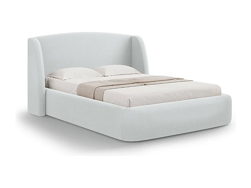 CXL by Christian Lacroix - Opbergbed met hoofdeinde "Aude" 200x200cm, Structurele stof, Koel lichtgrijs - 216x222x103cm