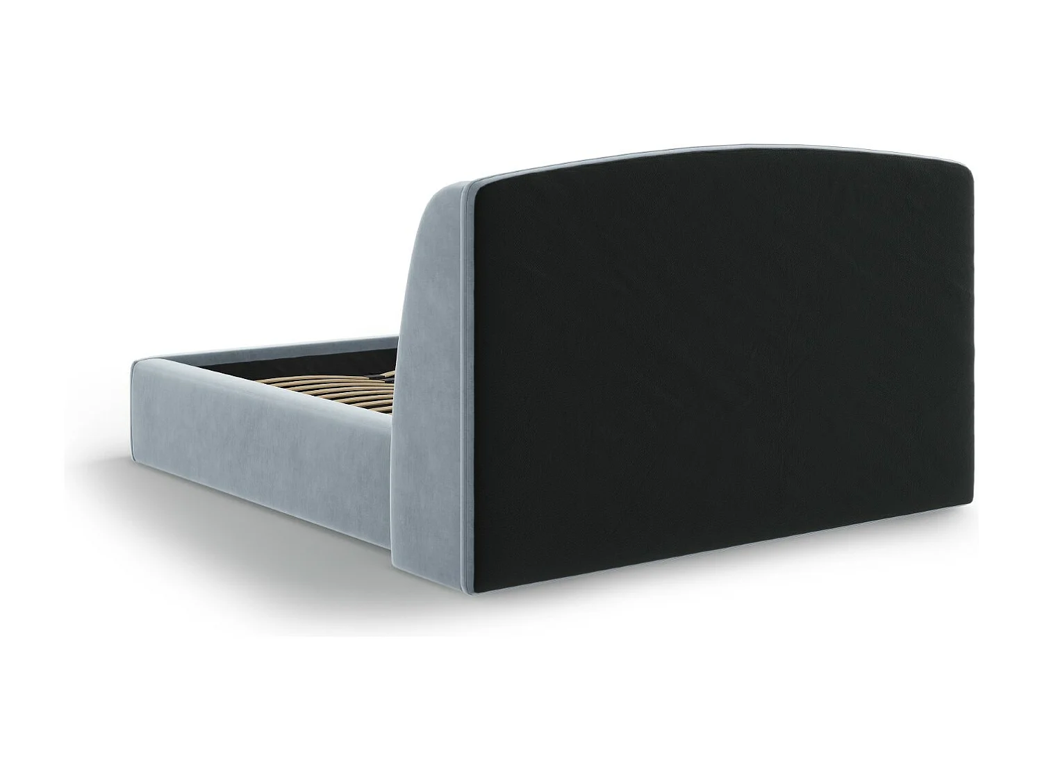 CXL by Christian Lacroix - Łóżko ze schowkiem i zagłówkiem, "Aude" 140x200cm welur, niebieski jasny - 216x162x103cm
