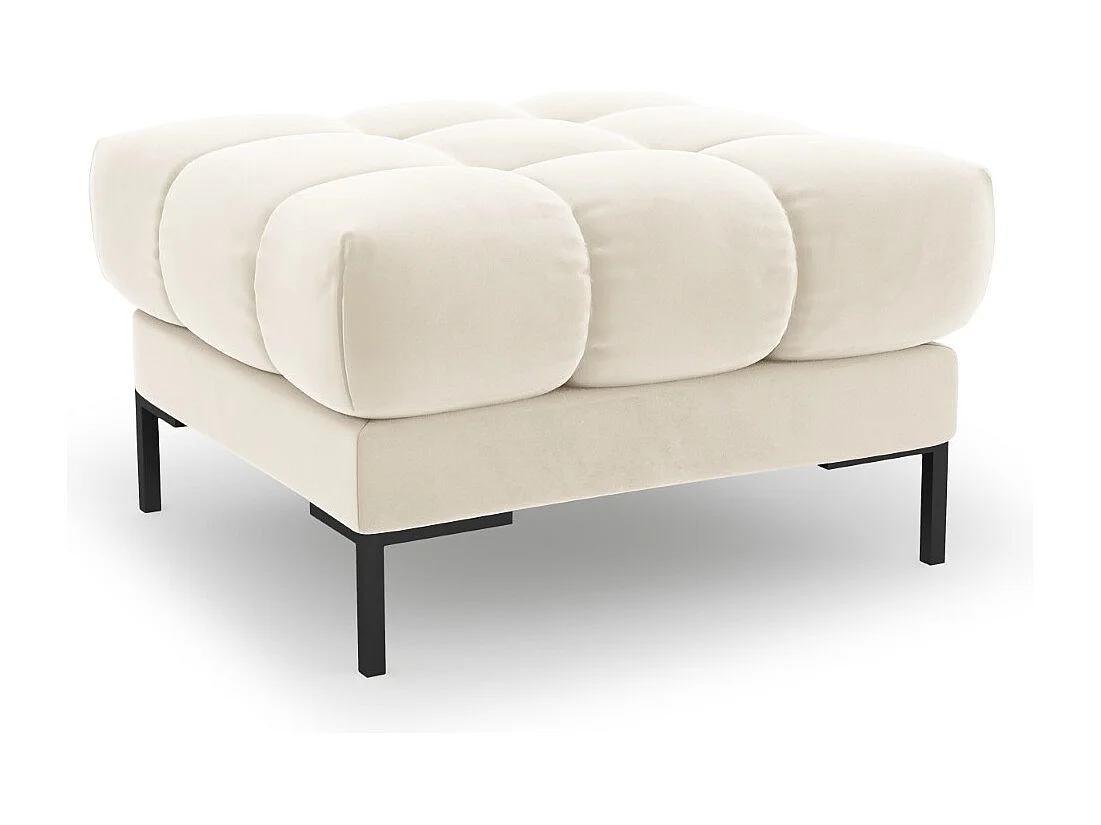 Cosmopolitan Design - Pouf "Bali" en velours beige clair - 60x60x41cm