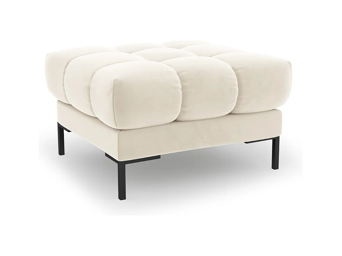 Cosmopolitan Design - Pouf "Bali" en velours beige clair - 60x60x41cm