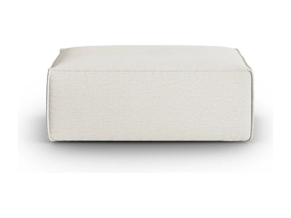 Cosmopolitan Design - Pufe "Mackay" em veludo estruturado marfim - 100x69x40cm