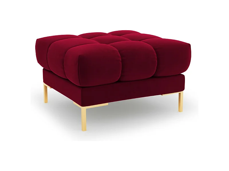 Cosmopolitan Design - Pouf "Bali" aus Samt rot - 60x60x41cm