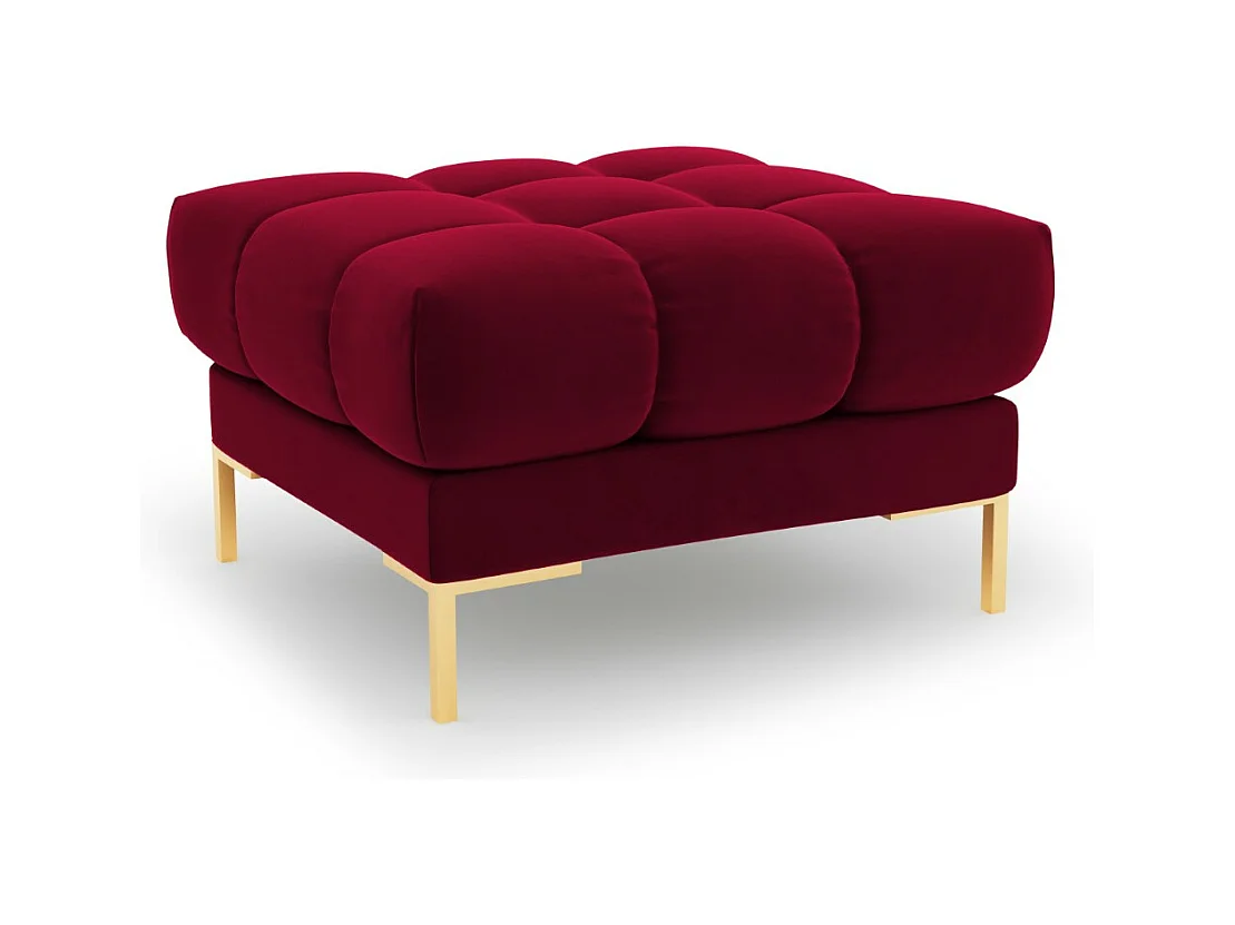Cosmopolitan Design - Pouf "Bali" en velours rouge - 60x60x41cm