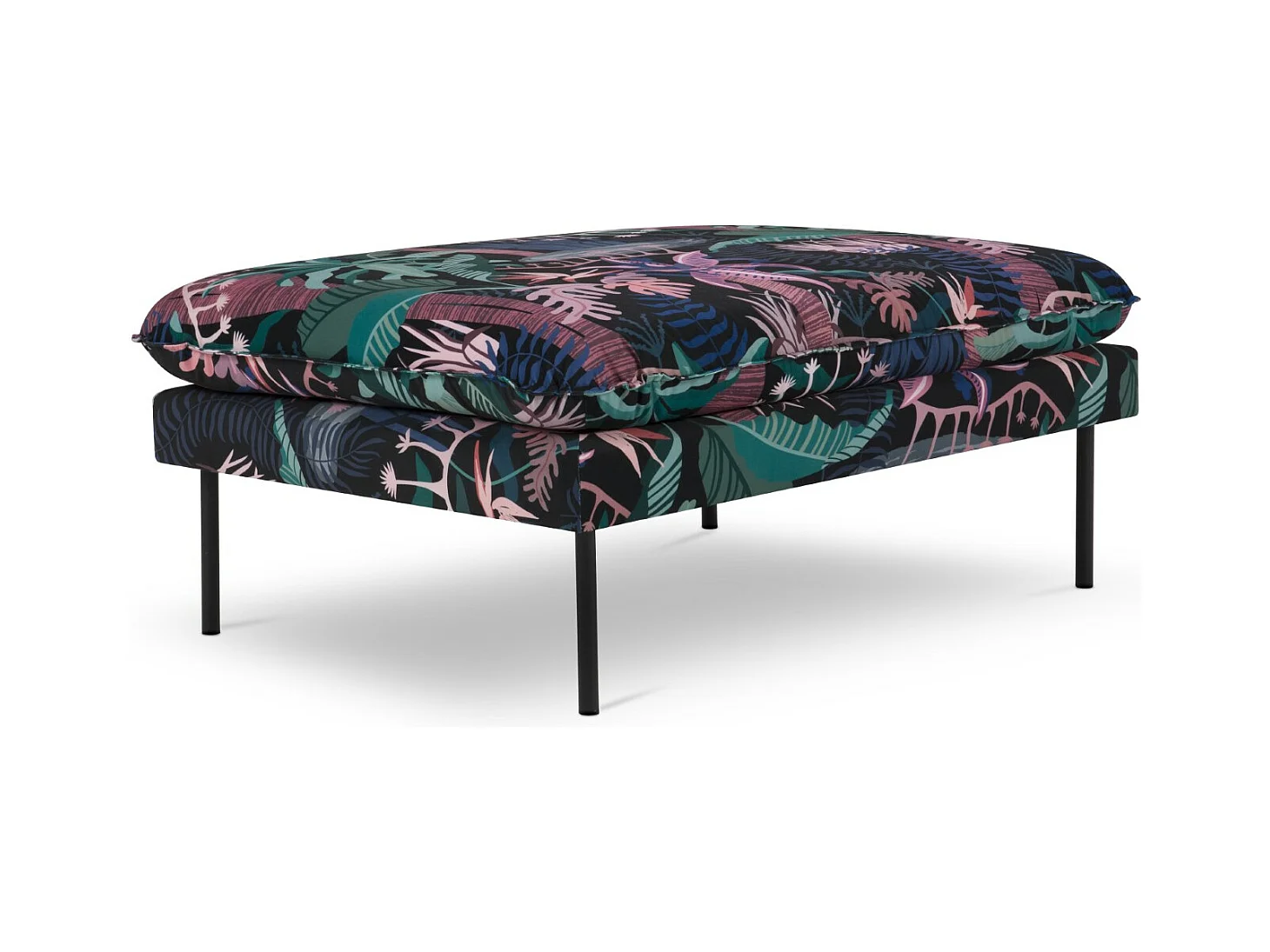Cosmopolitan Design - Poef "Vienna" Flueel, Bloemenpatroon - 100x80x43cm