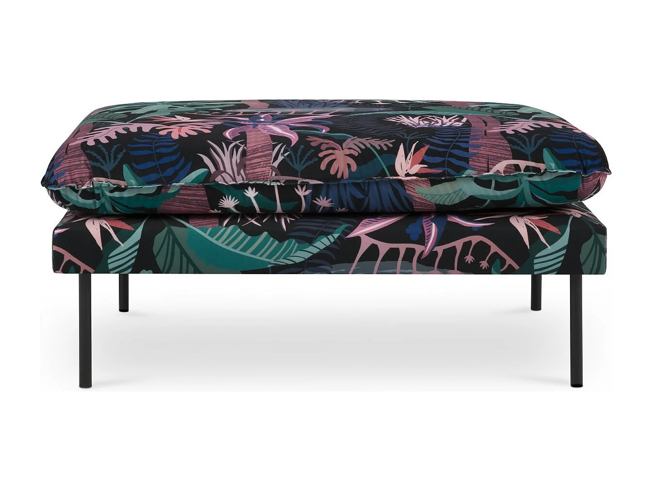 Cosmopolitan Design - Pouf "Vienna" en velours motif fleur - 100x80x43cm