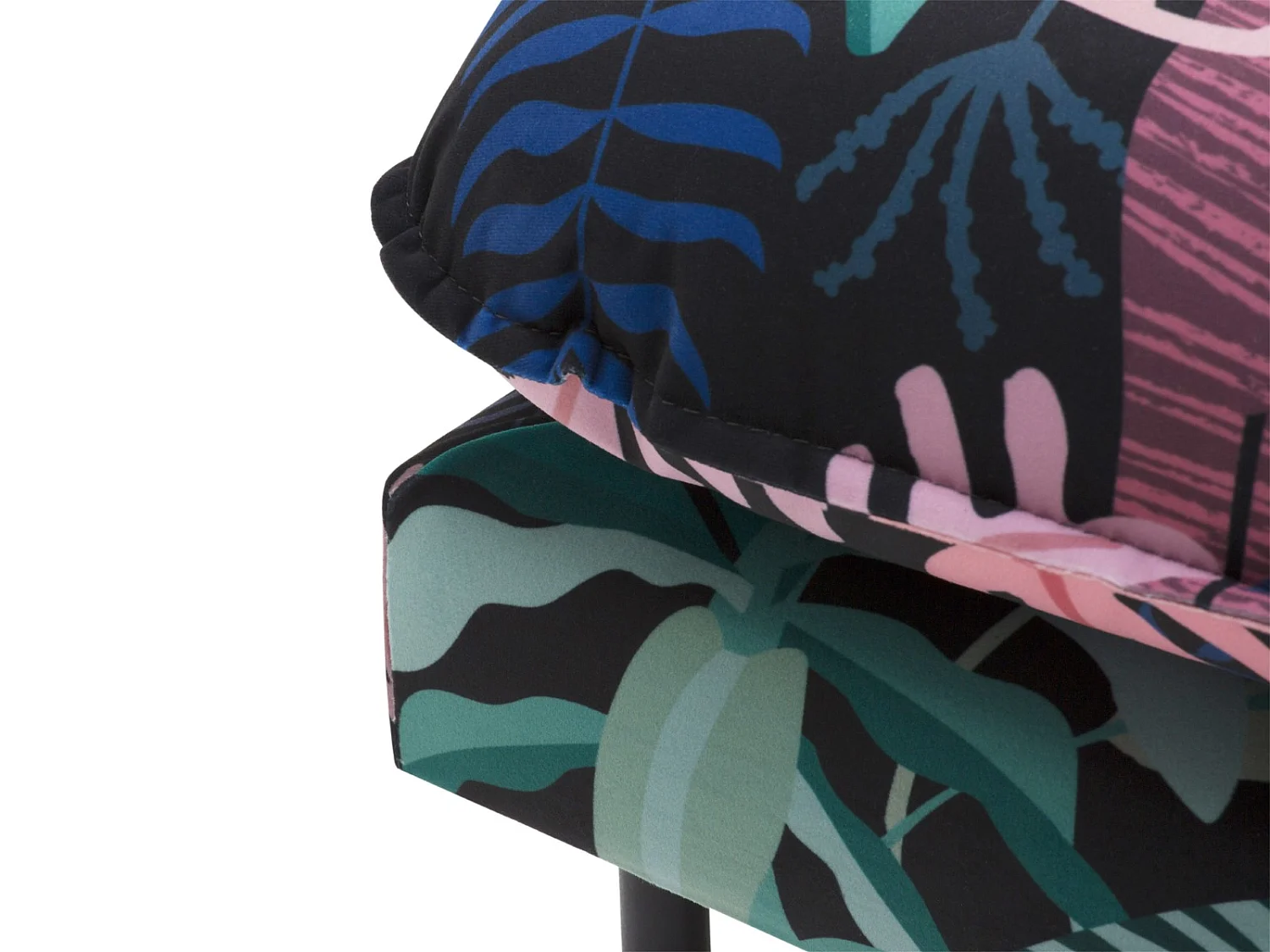 Cosmopolitan Design - Pouf "Vienna" en velours motif fleur - 100x80x43cm