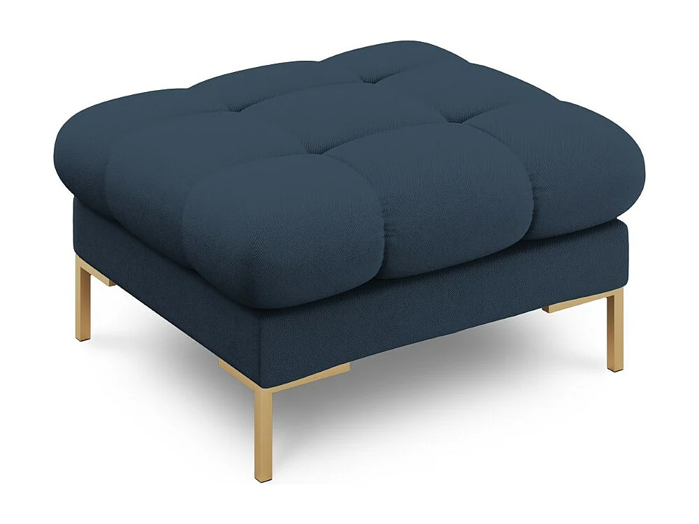 Cosmopolitan Design - Pouf "Bali" en tissu structurel bleu - 60x60x41cm