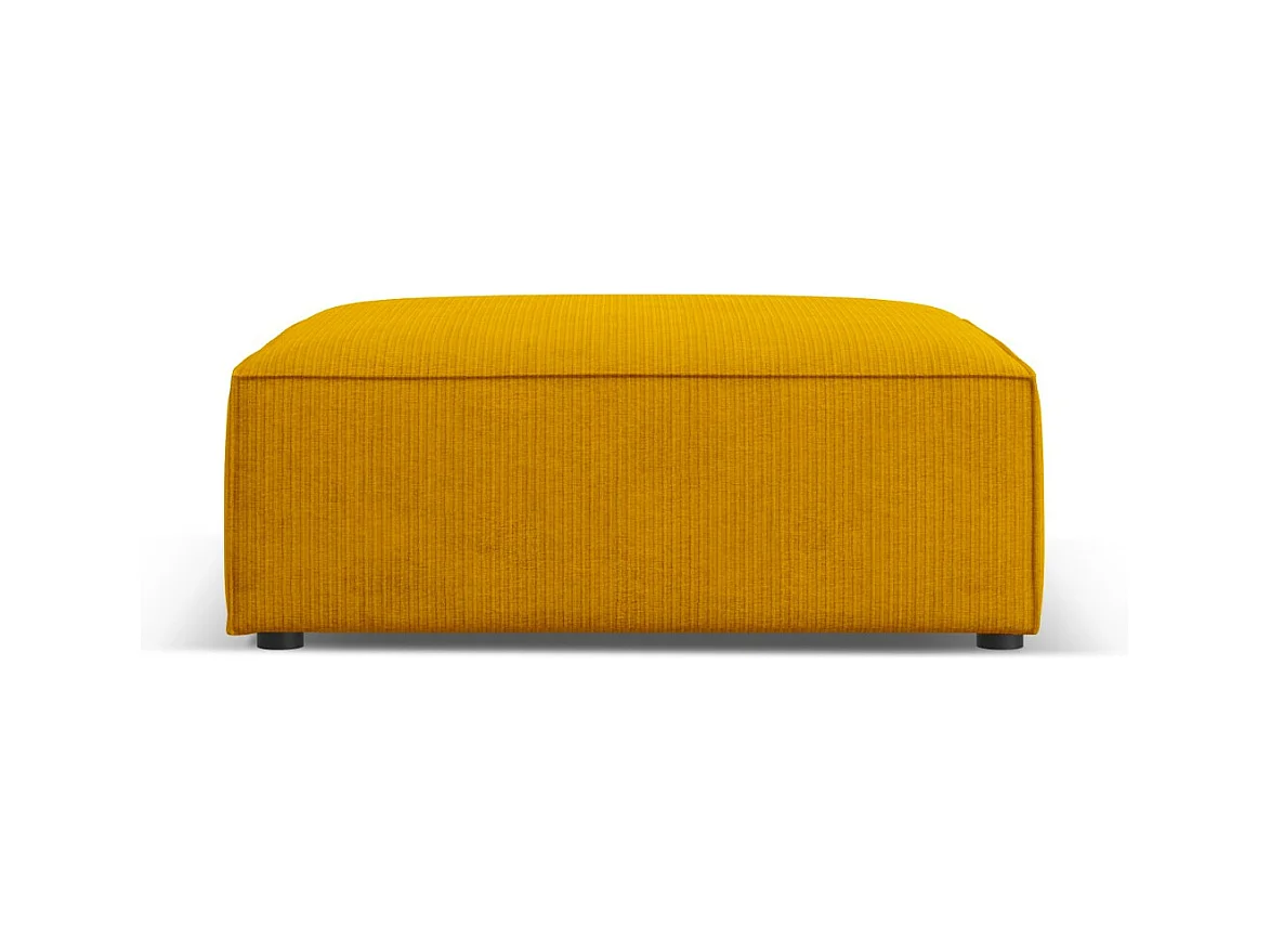 Cosmopolitan Design - Pouf "Arendal" en chenille avec un effet côtelé moutarde - 102x80x40cm
