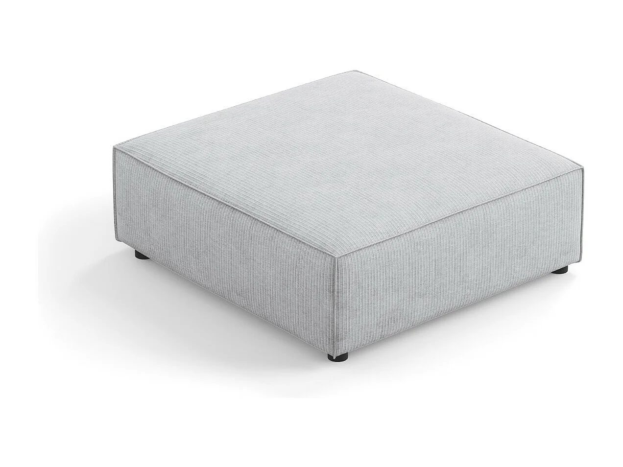 Cosmopolitan Design - Pouf "Arendal" aus Chenille-Stoff mit Rippeneffekt hellgrau - 102x80x40cm