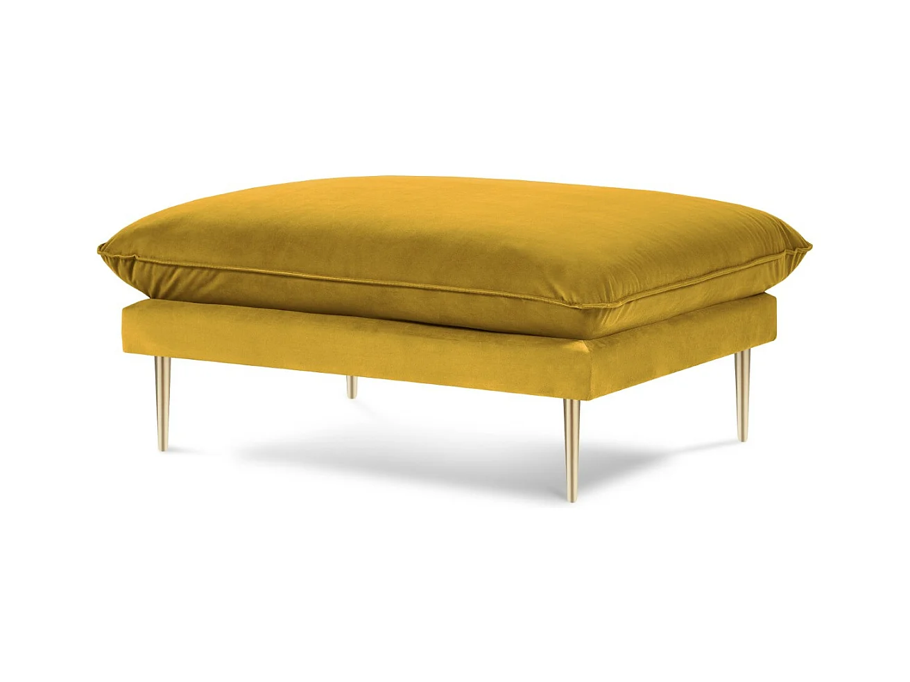Cosmopolitan Design - Pouf "Vienna" en velours jaune - 100x80x43cm