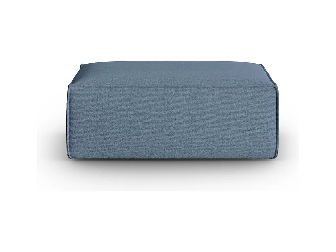 Cosmopolitan Design - Pouf "Mackay" en velours structuré blue jeans - 100x69x40cm